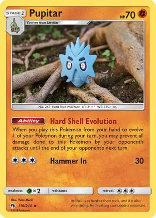 Pupitar 116  - Reverse Holofoil SM  Lost Thunder - Uncommon
