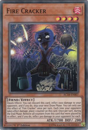 Fire Cracker (AC18-EN007) - Advent Calendar 2018 1st Edition Advent Calendar 2018 Yugioh Single  Squirtle Squad Card Shop.