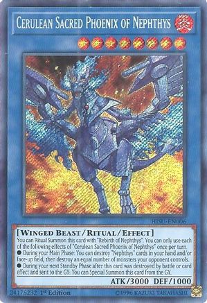 Cerulean Sacred Phoenix of Nephthys (HISU-EN006) - Hidden Summoners 1st Edition Hidden Summoners Yugioh Single  Squirtle Squad Card Shop.