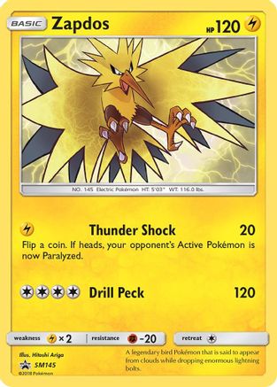 Pokémon TCG Zapdos SM145 – Sun & Moon Black Star Promo – Holo