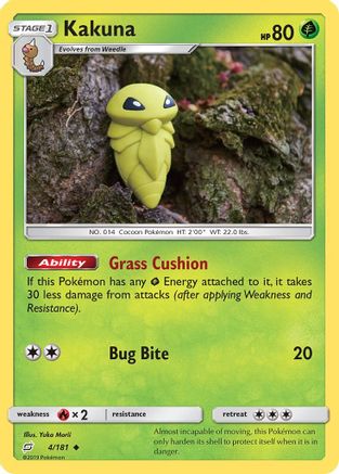 Kakuna 004  - Reverse Holofoil SM  Team Up - Uncommon SM - Team Up Pokemon Single  Squirtle Squad Card Shop.