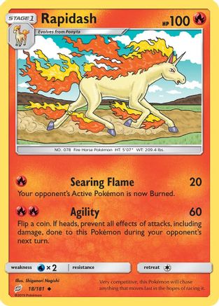 Rapidash 018/181  SM  Team Up - Uncommon SM - Team Up Pokemon Single  Squirtle Squad Card Shop.