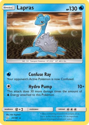 Lapras 031  - Reverse Holofoil SM  Team Up - Rare SM - Team Up Pokemon Single  Squirtle Squad Card Shop.