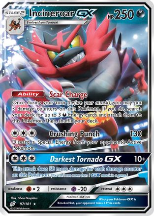 Incineroar GX 097  - Holofoil SM  Team Up - Ultra Rare SM - Team Up Pokemon Single  Squirtle Squad Card Shop.