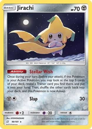 Jirachi 099  - Holofoil SM  Team Up - Holo Rare SM - Team Up Pokemon Single  Squirtle Squad Card Shop.