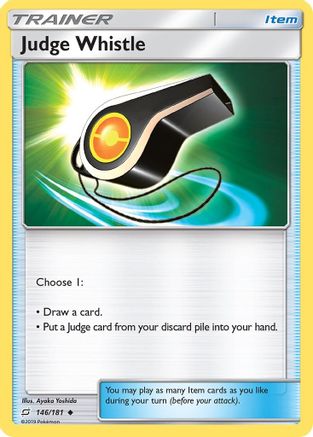 Judge Whistle 146  - Reverse Holofoil SM  Team Up - Uncommon SM - Team Up Pokemon Single  Squirtle Squad Card Shop.