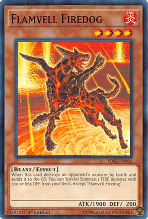 Flamvell Firedog (SDSB-EN016) - Structure Deck: Soulburner 1st Edition Structure Deck: Soulburner Yugioh Single  Squirtle Squad Card Shop.