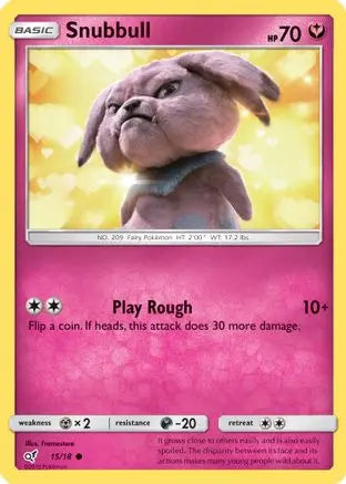 Snubbull (Holo Common) 015  - Holofoil Detective Pikachu - Common Detective Pikachu Pokemon Single  Squirtle Squad Card Shop.