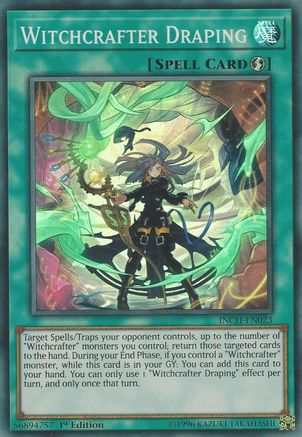 Witchcrafter Draping (INCH-EN023) - The Infinity Chasers 1st Edition The Infinity Chasers Yugioh Single  Squirtle Squad Card Shop.