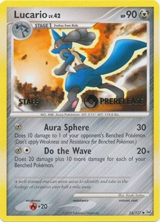 Lucario - 53/127 (Prerelease) [Staff]/127  Diamond and Pearl Promos - Promo Diamond and Pearl Promos Pokemon Single  Squirtle Squad Card Shop.