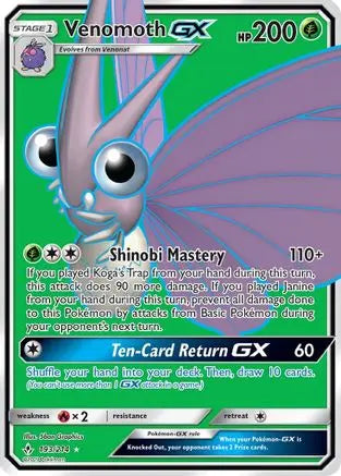 Venomoth GX (Full Art)  - Holofoil SM  Unbroken Bonds - Ultra Rare