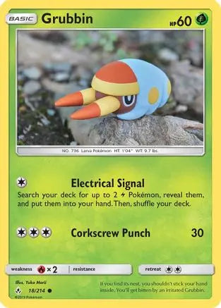 Grubbin 018/214 - SM  Unbroken Bonds - Common SM - Unbroken Bonds Pokemon Single  Squirtle Squad Card Shop.