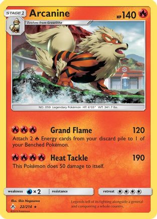 Arcanine 022/214 - Holofoil SM  Unbroken Bonds - Holo Rare