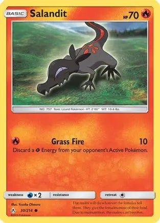 Salandit 030/214 - SM  Unbroken Bonds - Common SM - Unbroken Bonds Pokemon Single  Squirtle Squad Card Shop.