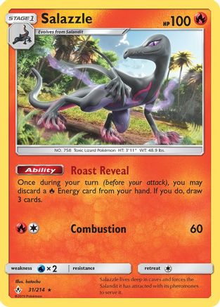 Salazzle 031  SM  Unbroken Bonds - Rare SM - Unbroken Bonds Pokemon Single  Squirtle Squad Card Shop.