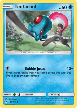 Tentacool 040/214 - SM  Unbroken Bonds - Common SM - Unbroken Bonds Pokemon Single  Squirtle Squad Card Shop.