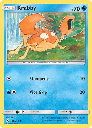 Krabby 046  SM  Unbroken Bonds - Common SM - Unbroken Bonds Pokemon Single  Squirtle Squad Card Shop.