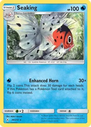 Seaking 049/214 - SM  Unbroken Bonds - Rare SM - Unbroken Bonds Pokemon Single  Squirtle Squad Card Shop.
