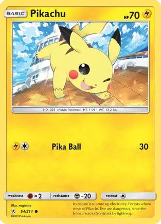 Pikachu 054/214 - SM  Unbroken Bonds - Common SM - Unbroken Bonds Pokemon Single  Squirtle Squad Card Shop.