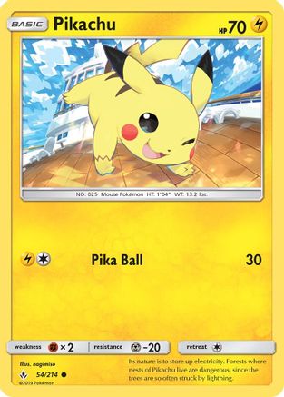 Pikachu 054/214 - SM  Unbroken Bonds - Common