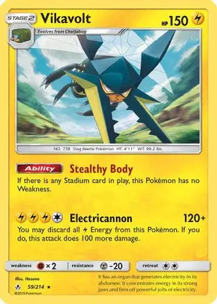 Vikavolt 059/214 - Holofoil SM  Unbroken Bonds - Holo Rare SM - Unbroken Bonds Pokemon Single  Squirtle Squad Card Shop.