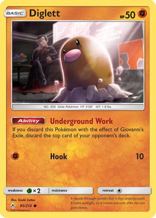 Diglett 85/214 – Unbroken Bonds – Common Pokémon Card