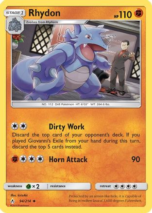 Rhydon 094  SM  Unbroken Bonds - Uncommon SM - Unbroken Bonds Pokemon Single  Squirtle Squad Card Shop.