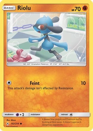 Riolu 102  - Reverse Holofoil SM  Unbroken Bonds - Common SM - Unbroken Bonds Pokemon Single  Squirtle Squad Card Shop.