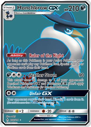 Honchkrow GX (Full Art) 202/214  - Holofoil SM  Unbroken Bonds - Ultra Rare SM - Unbroken Bonds Pokemon Single  Squirtle Squad Card Shop.