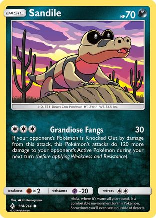 Sandile (114)  - Reverse Holofoil SM  Unbroken Bonds - Common SM - Unbroken Bonds Pokemon Single  Squirtle Squad Card Shop.