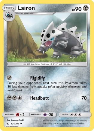 Lairon/214  - Reverse Holofoil SM  Unbroken Bonds - Uncommon SM - Unbroken Bonds Pokemon Single  Squirtle Squad Card Shop.