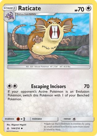 Raticate 144  SM  Unbroken Bonds - Uncommon SM - Unbroken Bonds Pokemon Single  Squirtle Squad Card Shop.