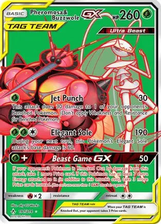Pheromosa & Buzzwole GX (191) (Full Art)  - Holofoil SM  Unbroken Bonds - Ultra Rare SM - Unbroken Bonds Pokemon Single  Squirtle Squad Card Shop.