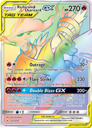 Reshiram & Charizard GX (Secret)  - Holofoil SM  Unbroken Bonds - Secret Rare SM - Unbroken Bonds Pokemon Single  Squirtle Squad Card Shop.