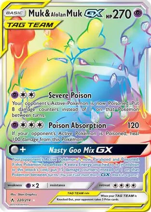Muk & Alolan Muk GX (Secret)  - Holofoil SM  Unbroken Bonds - Secret Rare SM - Unbroken Bonds Pokemon Single  Squirtle Squad Card Shop.