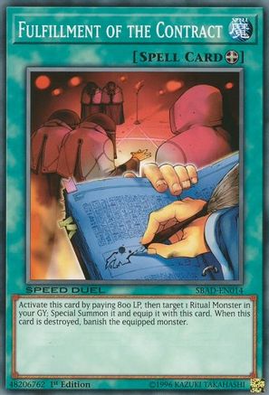 Fulfillment of the Contract (SBAD-EN014) - Speed Duel: Attack from the Deep 1st Edition Speed Duel: Attack from the Deep Yugioh Single  Squirtle Squad Card Shop.