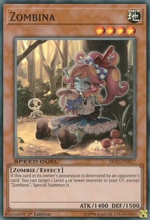 Zombina (SBAD-EN017) - Speed Duel: Attack from the Deep 1st Edition Speed Duel: Attack from the Deep Yugioh Single  Squirtle Squad Card Shop.