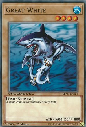 Great White (SBAD-EN021) - Speed Duel: Attack from the Deep 1st Edition Speed Duel: Attack from the Deep Yugioh Single  Squirtle Squad Card Shop.