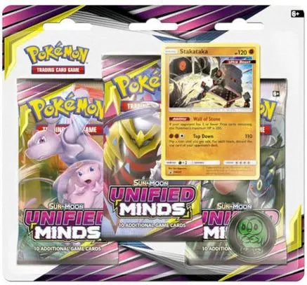 Unified Minds 3 Pack Blister [Stakataka] SM - Unified Minds Pokemon Sealed  Squirtle Squad Card Shop.