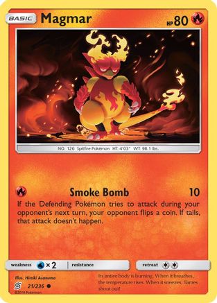 Magmar 021  - Reverse Holofoil SM  Unified Minds - Common SM - Unified Minds Pokemon Single  Squirtle Squad Card Shop.