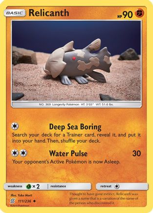 Relicanth 111  - Reverse Holofoil SM  Unified Minds - Uncommon SM - Unified Minds Pokemon Single  Squirtle Squad Card Shop.