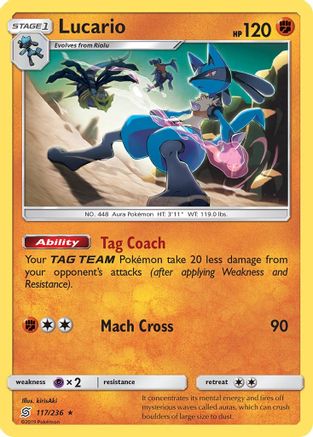 Lucario 117  - Reverse Holofoil SM  Unified Minds - Rare SM - Unified Minds Pokemon Single  Squirtle Squad Card Shop.