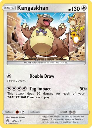 Kangaskhan 163  - Reverse Holofoil SM  Unified Minds - Holo Rare SM - Unified Minds Pokemon Single  Squirtle Squad Card Shop.