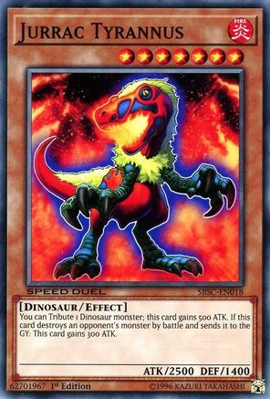 Jurrac Tyrannus (SBSC-EN018) - Speed Duel: Scars of Battle 1st Edition Speed Duel: Scars of Battle Yugioh Single  Squirtle Squad Card Shop.