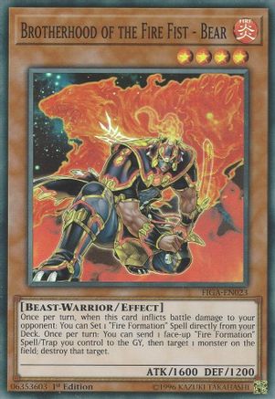 Brotherhood of the Fire Fist - Bear (FIGA-EN023) - Fists of the Gadgets 1st Edition Fists of the Gadgets Yugioh Single  Squirtle Squad Card Shop.