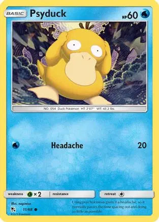 Psyduck 011/68 -  Hidden Fates - Common Hidden Fates Pokemon Single  Squirtle Squad Card Shop.