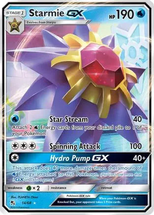 Starmie GX 014  - Holofoil Hidden Fates - Ultra Rare Hidden Fates Pokemon Single  Squirtle Squad Card Shop.
