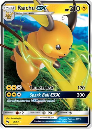 Raichu GX 020  - Holofoil Hidden Fates - Ultra Rare Hidden Fates Pokemon Single  Squirtle Squad Card Shop.
