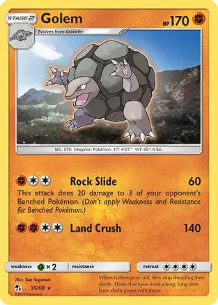 Golem 035/68 - Hidden Fates - Rare Hidden Fates Pokemon Single  Squirtle Squad Card Shop.