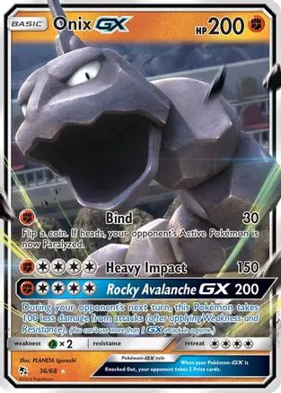 Onix GX 036  - Holofoil Hidden Fates - Ultra Rare Hidden Fates Pokemon Single  Squirtle Squad Card Shop.